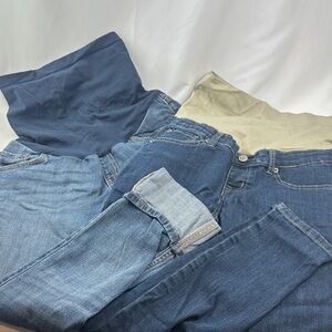 2 Pair Maternity Jeans With Belly Coverage, sz XS